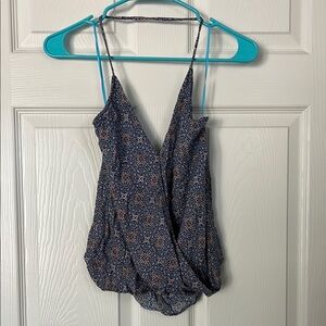 Olivaceous Blue Pink Mosaic Asymmetrical Wrap Tank